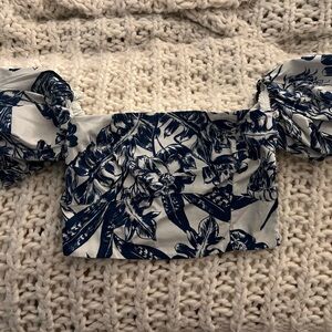 Abercrombie & Fitch Navy and White Smocked Top